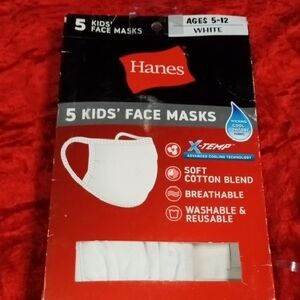Hanes Kids' White Face Masks